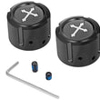 Load image into Gallery viewer, Figurati Designs Axle Nut Cover - Front - Stainless Steel - Cross - Black - Main Product View