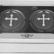 Load image into Gallery viewer, Figurati Designs Axle Nut Cover - Front - Stainless Steel - Cross - Black - Back View