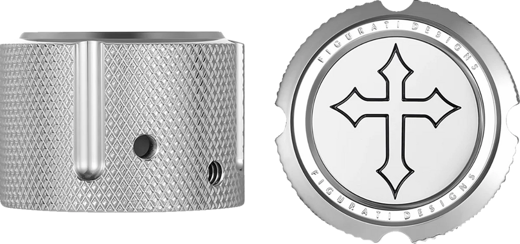 Figurati Designs Axle Nut Cover - Front - Stainless Steel - Cross - Silver - Main Product View