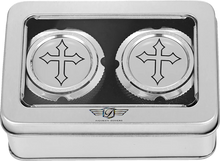 Load image into Gallery viewer, Figurati Designs Axle Nut Cover - Front - Stainless Steel - Cross - Silver - Side View