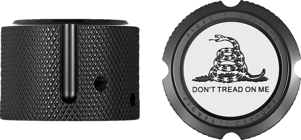 Figurati Designs Axle Nut Cover - Front - Stainless Steel - Don't Tread On Me - Black - Side View