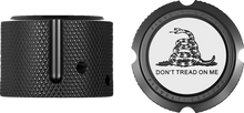Load image into Gallery viewer, Figurati Designs Axle Nut Cover - Front - Stainless Steel - Don't Tread On Me - Black - Side View