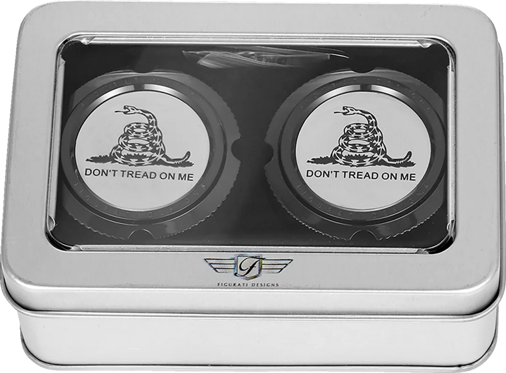 Figurati Designs Axle Nut Cover - Front - Stainless Steel - Don't Tread On Me - Black - Back View