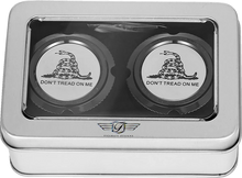 Load image into Gallery viewer, Figurati Designs Axle Nut Cover - Front - Stainless Steel - Don't Tread On Me - Black - Back View