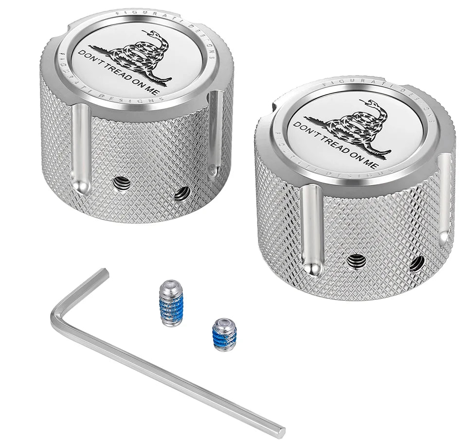 Figurati Designs Axle Nut Cover - Front - Stainless Steel - Don't Tread On Me - Silver - Main Product View