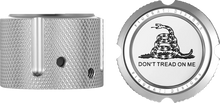 Load image into Gallery viewer, Figurati Designs Axle Nut Cover - Front - Stainless Steel - Don't Tread On Me - Silver - Side View