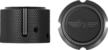 Load image into Gallery viewer, Figurati Designs Axle Nut Cover - Front - Stainless Steel - Figurati Designs Logo - Black - Side View