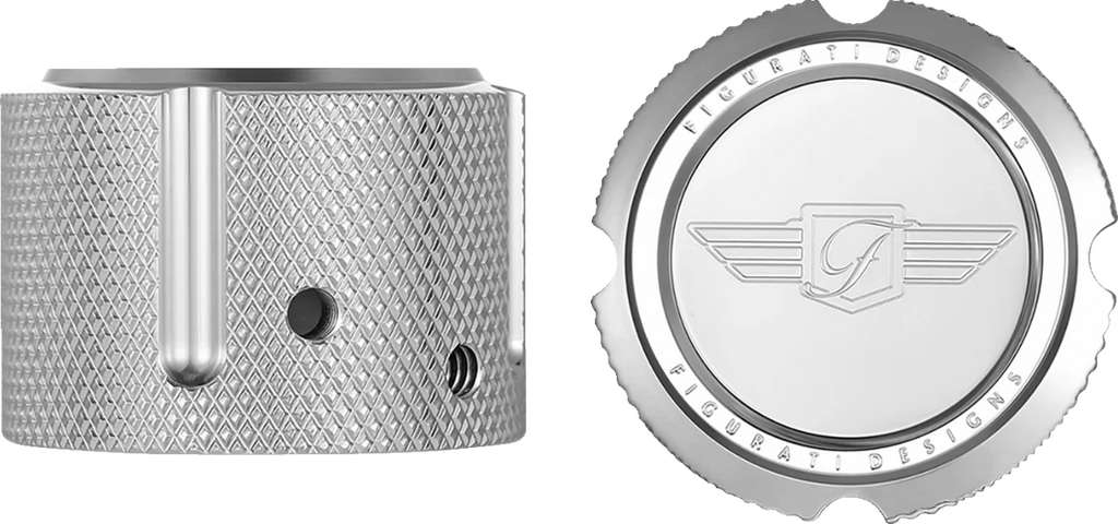 Figurati Designs Axle Nut Cover - Front - Stainless Steel - Figurati Designs Logo - Silver - Side View