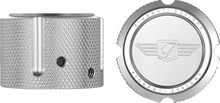 Load image into Gallery viewer, Figurati Designs Axle Nut Cover - Front - Stainless Steel - Figurati Designs Logo - Silver - Side View