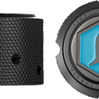Load image into Gallery viewer, Figurati Designs Axle Nut Cover - Front - Stainless Steel - Legends Suspension Logo - Black - Side View