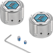 Load image into Gallery viewer, Figurati Designs Axle Nut Cover - Front - Stainless Steel - Legends Suspension Logo - Silver - Main Product View