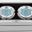 Load image into Gallery viewer, Figurati Designs Axle Nut Cover - Front - Stainless Steel - Legends Suspension Logo - Silver - Side View
