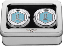 Load image into Gallery viewer, Figurati Designs Axle Nut Cover - Front - Stainless Steel - Legends Suspension Logo - Silver - Side View