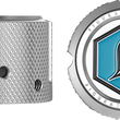 Load image into Gallery viewer, Figurati Designs Axle Nut Cover - Front - Stainless Steel - Legends Suspension Logo - Silver - Back View