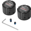 Load image into Gallery viewer, Figurati Designs Axle Nut Cover - Front - Stainless Steel - Red Line Flag - Black - Main Product View
