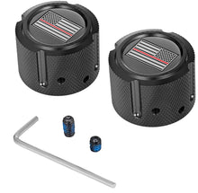 Load image into Gallery viewer, Figurati Designs Axle Nut Cover - Front - Stainless Steel - Red Line Flag - Black - Main Product View