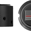 Load image into Gallery viewer, Figurati Designs Axle Nut Cover - Front - Stainless Steel - Red Line Flag - Black - Side View