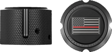 Load image into Gallery viewer, Figurati Designs Axle Nut Cover - Front - Stainless Steel - Red Line Flag - Black - Side View