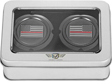 Load image into Gallery viewer, Figurati Designs Axle Nut Cover - Front - Stainless Steel - Red Line Flag - Black - Back View