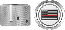 Load image into Gallery viewer, Figurati Designs Axle Nut Cover - Front - Stainless Steel - Red Line Flag - Silver - Side View