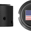 Load image into Gallery viewer, Figurati Designs Axle Nut Cover - Front - Stainless Steel - Red/White/Blue Flag - Reversed - Black - Side View