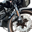 Load image into Gallery viewer, Figurati Designs Axle Nut Cover - Front - Stainless Steel - Red/White/Blue Flag - Reversed - Black - Installation View