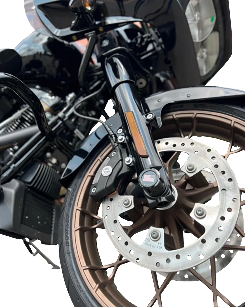 Figurati Designs Axle Nut Cover - Front - Stainless Steel - Red/White/Blue Flag - Reversed - Black - Installation View
