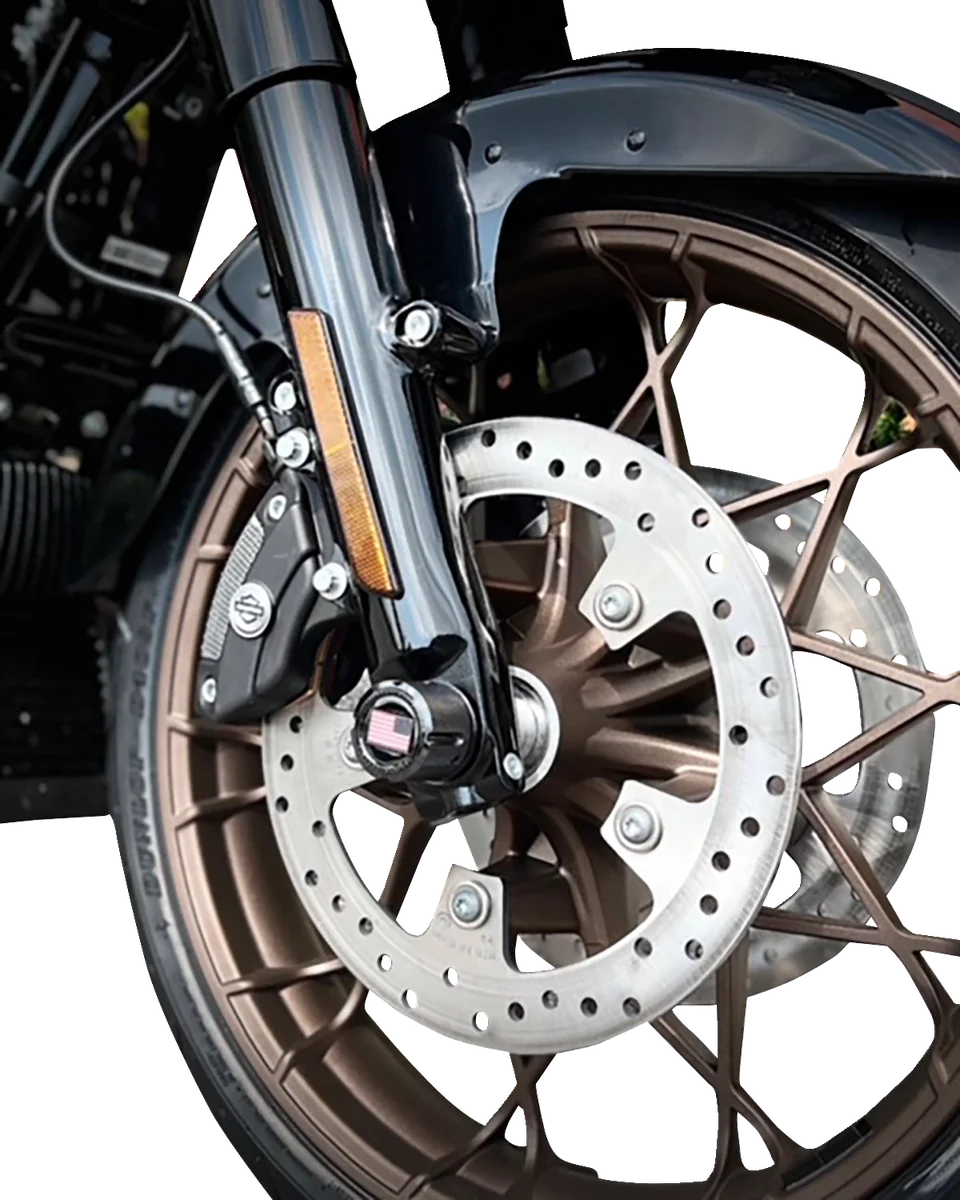 Figurati Designs Axle Nut Cover - Front - Stainless Steel - Red/White/Blue Flag - Reversed - Black - Additional View 5