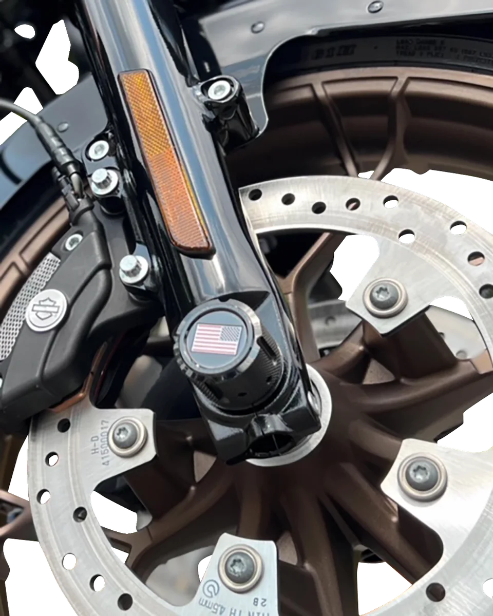 Figurati Designs Axle Nut Cover - Front - Stainless Steel - Red/White/Blue Flag - Reversed - Black - Additional View 6