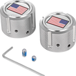 Load image into Gallery viewer, Figurati Designs Axle Nut Cover - Front - Stainless Steel - Red/White/Blue Flag - Reversed - Silver - Main Product View