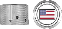 Load image into Gallery viewer, Figurati Designs Axle Nut Cover - Front - Stainless Steel - Red/White/Blue Flag - Reversed - Silver - Side View