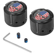 Load image into Gallery viewer, Figurati Designs Axle Nut Cover - Front - Stainless Steel - Red/White/Blue Flag Skull - Black - Main Product View