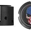 Load image into Gallery viewer, Figurati Designs Axle Nut Cover - Front - Stainless Steel - Red/White/Blue Flag Skull - Black - Side View