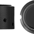 Load image into Gallery viewer, Figurati Designs Axle Nut Cover - Front - Stainless Steel - Smooth - Black - Side View