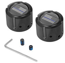 Load image into Gallery viewer, Figurati Designs Axle Nut Cover - Front - Stainless Steel - Stainless Steel - Blue Line Flag - Black - Main Product View