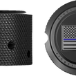 Load image into Gallery viewer, Figurati Designs Axle Nut Cover - Front - Stainless Steel - Stainless Steel - Blue Line Flag - Black - Side View