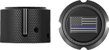 Load image into Gallery viewer, Figurati Designs Axle Nut Cover - Front - Stainless Steel - Stainless Steel - Blue Line Flag - Black - Side View