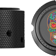 Load image into Gallery viewer, Figurati Designs Axle Nut Cover - Front - Stainless Steel - Sugar Skull - Black - Side View
