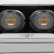 Load image into Gallery viewer, Figurati Designs Axle Nut Cover - Front - Stainless Steel - Sugar Skull - Black - Back View