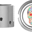 Load image into Gallery viewer, Figurati Designs Axle Nut Cover - Front - Stainless Steel - Sugar Skull - Silver - Back View