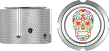 Load image into Gallery viewer, Figurati Designs Axle Nut Cover - Front - Stainless Steel - Sugar Skull - Silver - Back View