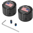 Load image into Gallery viewer, Figurati Designs Axle Nut Cover - Front - Stainless Steel - Red/White/Blue Flag - Reversed - Black - Main Product View