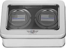 Load image into Gallery viewer, Figurati Designs Axle Nut Cover - Front - Stainless Steel - Stainless Steel - Blue Line Flag - Black - Back View