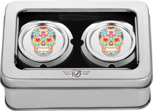 Load image into Gallery viewer, Figurati Designs Axle Nut Cover - Front - Stainless Steel - Sugar Skull - Silver - Side View