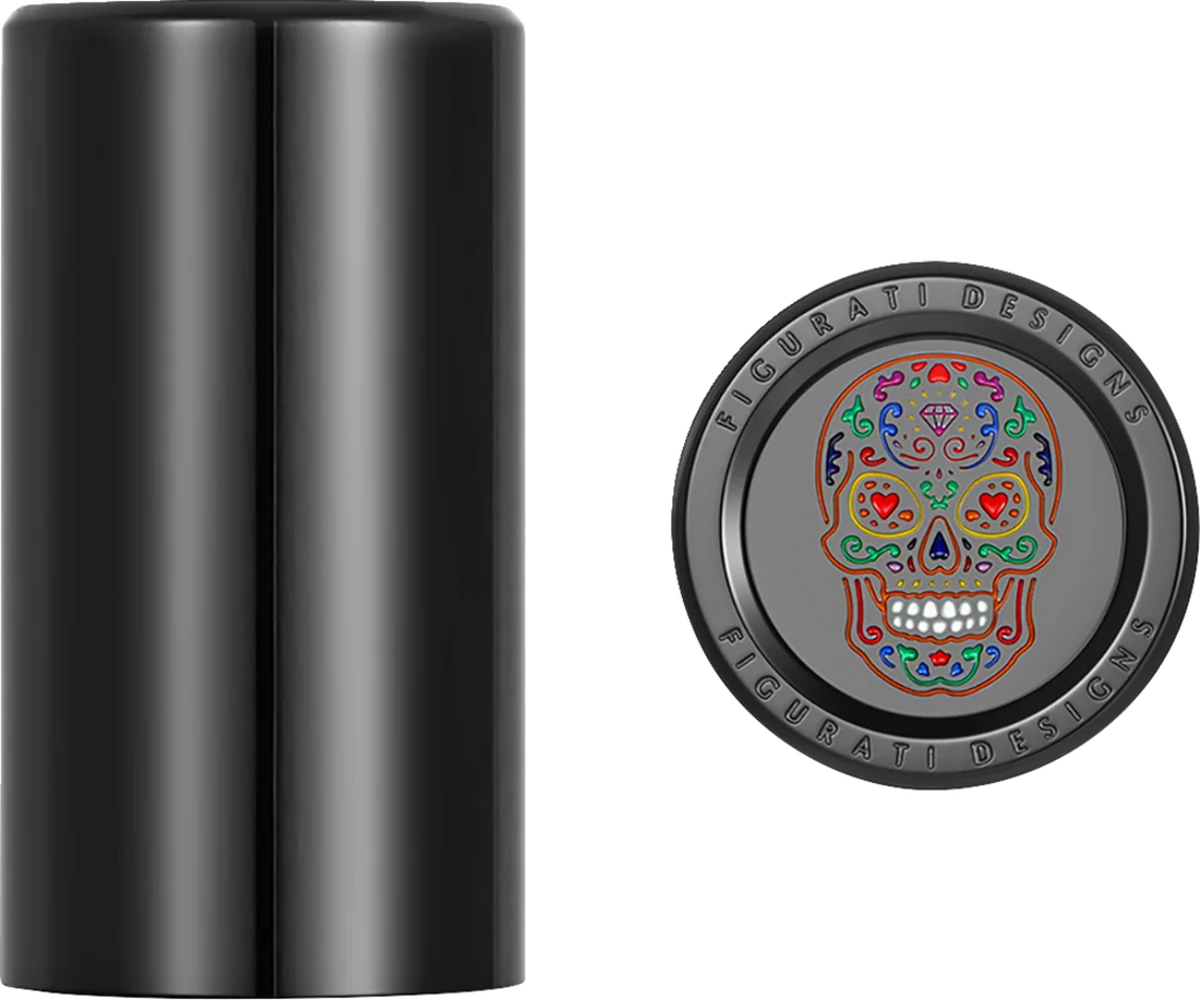 Figurati Designs Docking Cover - Long - Black - Sugar Skull - Side View