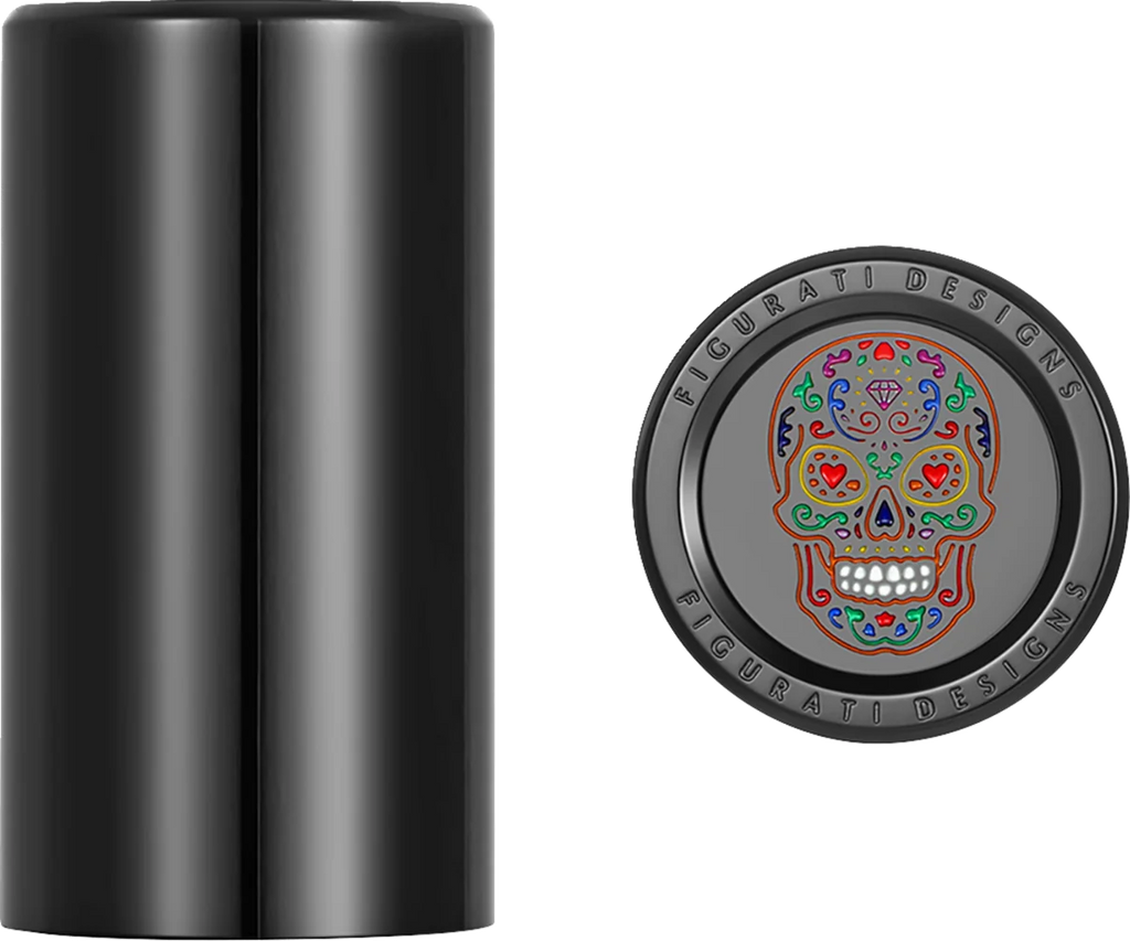 Figurati Designs Docking Cover - Long - Black - Sugar Skull - Side View