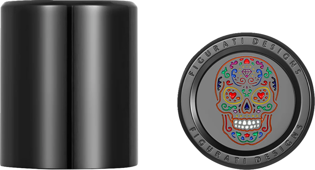 Figurati Designs Docking Cover - Medium - Black - Sugar Skull - Side View