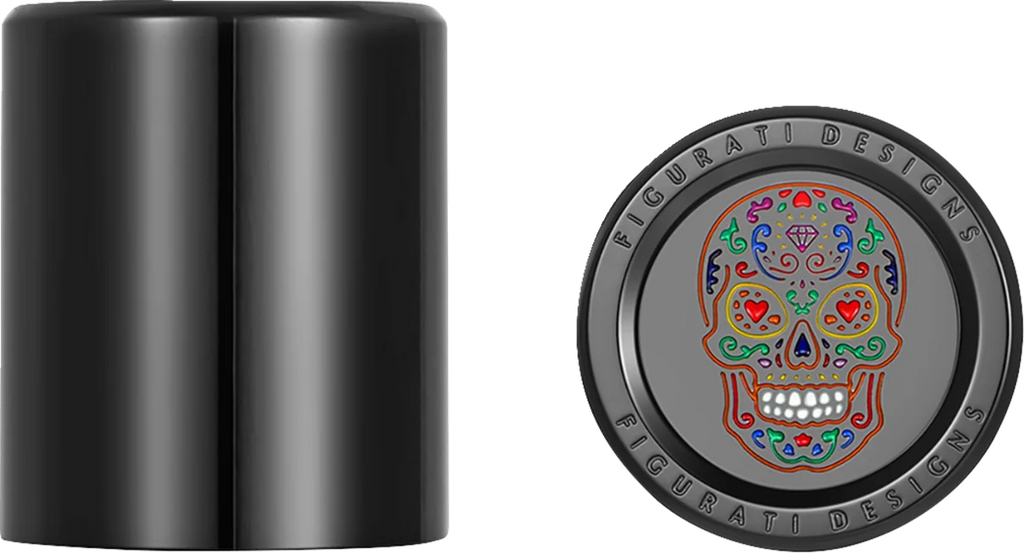 Figurati Designs Docking Cover - Medium - Black - Sugar Skull - Side View