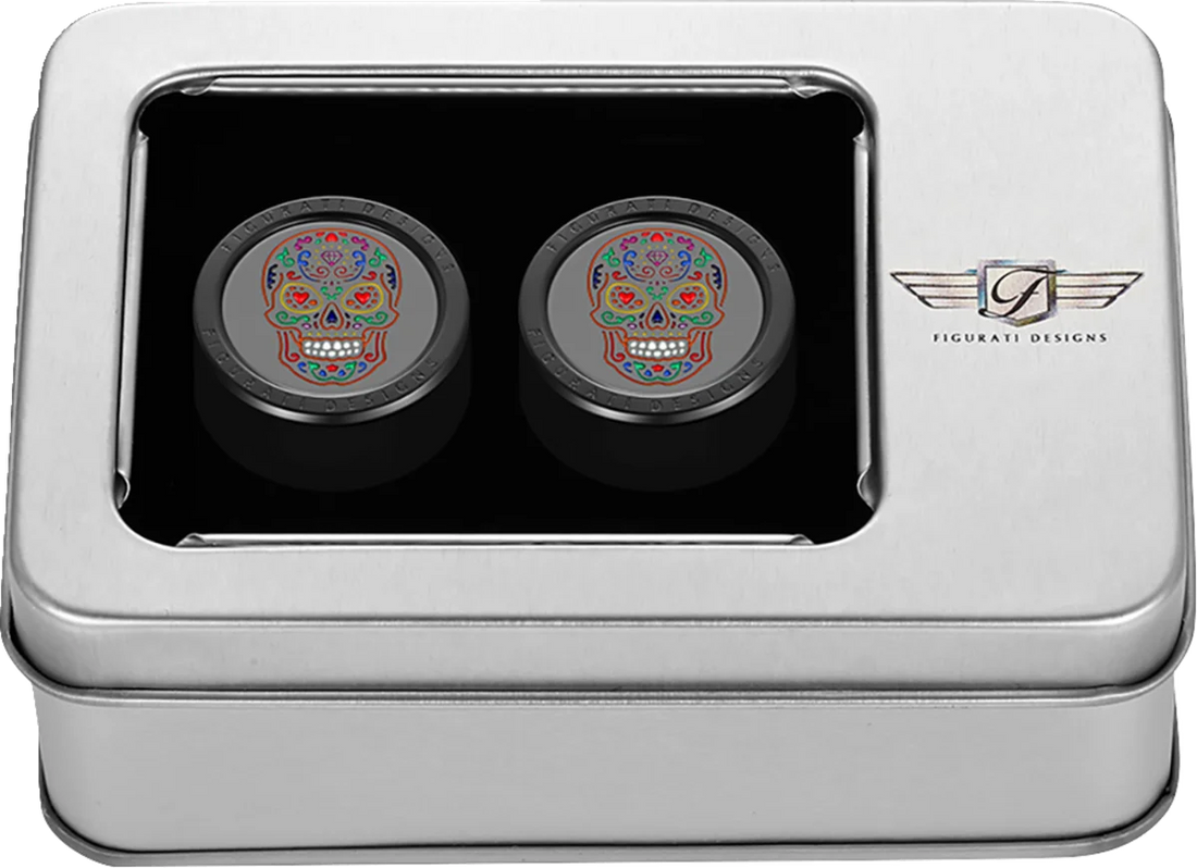 Figurati Designs Docking Cover - Medium - Black - Sugar Skull - Back View