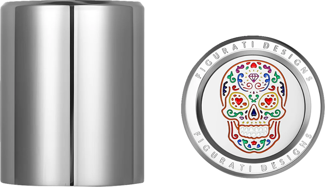 Figurati Designs Docking Cover - Medium - Mirror Polished - Sugar Skull - Side View